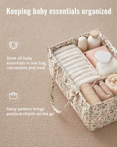 Blissful Diary nursery storage basket with floral pattern and handles