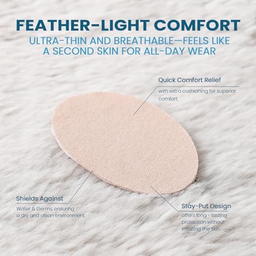 Close up of soft flannel moleskin patches for foot friction relief.