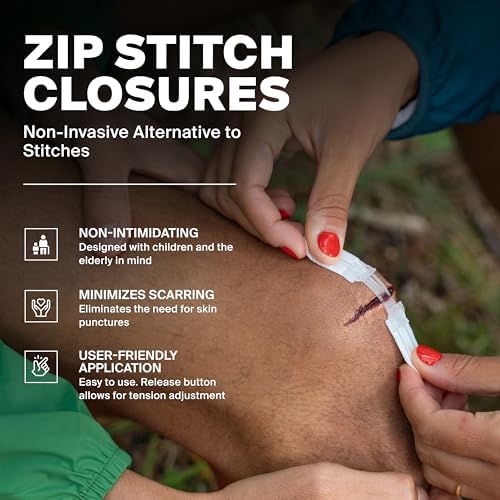SurviveX first aid kit contents for outdoor emergency wound management.