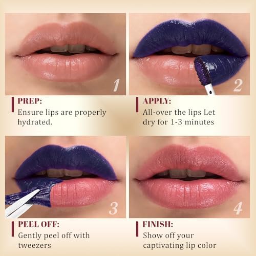 Kaely Warm Rose Lip Stain Peel Off Masque, Long Lasting Waterproof Smudge Proof Lip Tint, Non-Transfer Semi Permanent Lipliner Tattoo with Tweezer, Matte Finish, Vegan & Cruelty-Free, 01 - Image 7