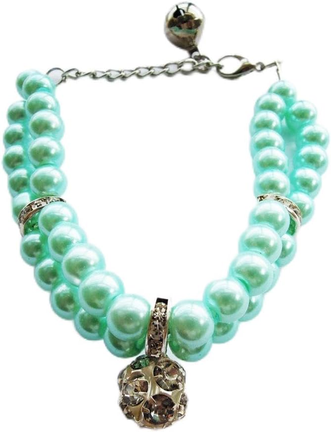 Petfavorites pearl necklace detail with two rows of beads