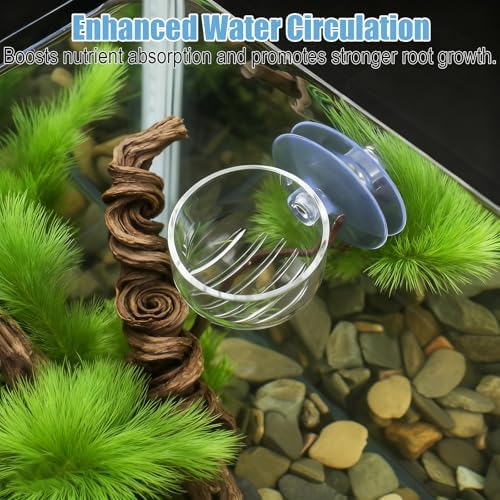 Eldraqth aquascaping decor kit featuring three transparent suction cup plant pots for home aquariums