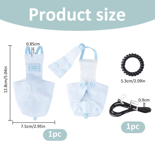 Washable bird diaper with adjustable flight rope leash attachment