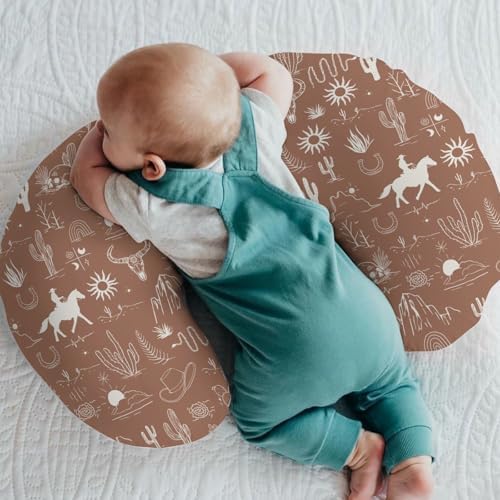 Wild West cactus and mountain print nursing pillow cover