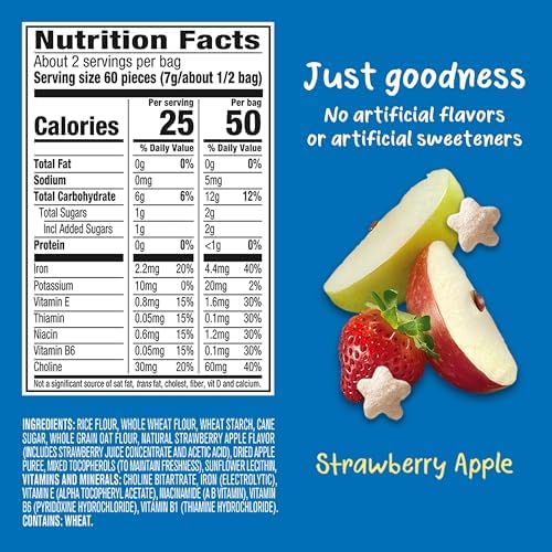 Side view of Gerber box detailing iron and choline brain support benefits.