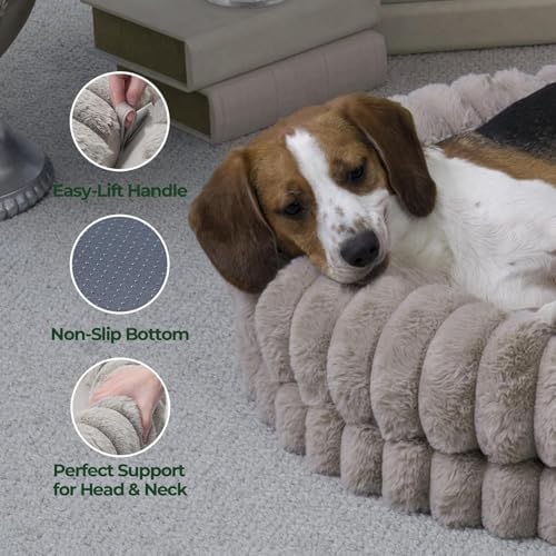 BALANCE Luxury Donut Dog Bed, 30 Inches Round Dog Bed Medium Size Dogs Washable, Orthopedic Calming Dogs Bed for Pets with Anti-Slip Bottom, Oatmeal - Image 7