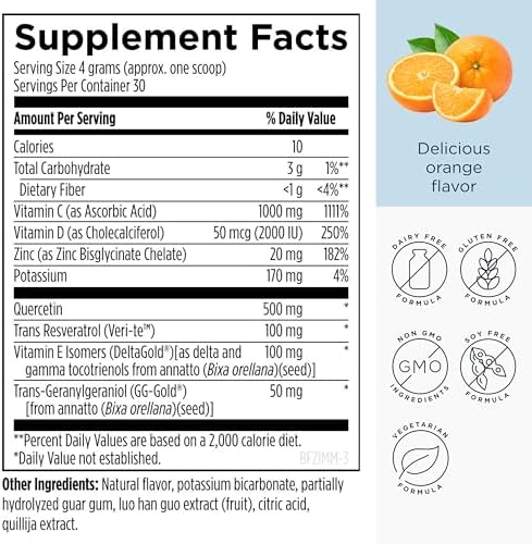 Designs for Health orange flavored bioflavonoid and zinc effervescent powder directions