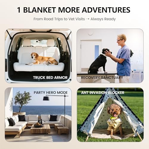Washable double sided waterproof dog blanket folded neatly after laundry