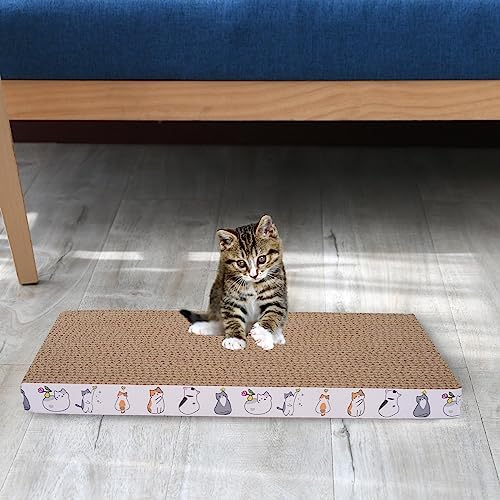 Engelalike premium cardboard scratch pad being used by an indoor cat as a relaxing resting lounge