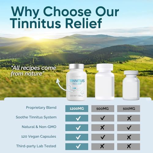 UltraViat Tinnitus Relief 120 count bottle for sixty day supply of ear care.