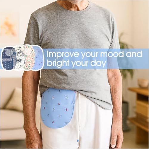 Washable and reusable stoma pouch sleeves for men and women.