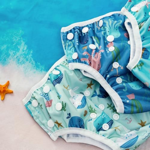 Happy Flute adjustable snap buttons on reusable baby swim diaper