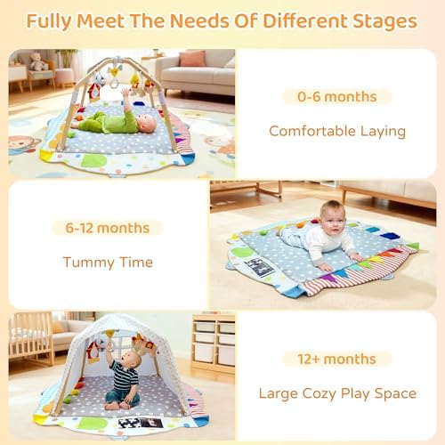 Newborn baby using Kizfarm developmental play mat