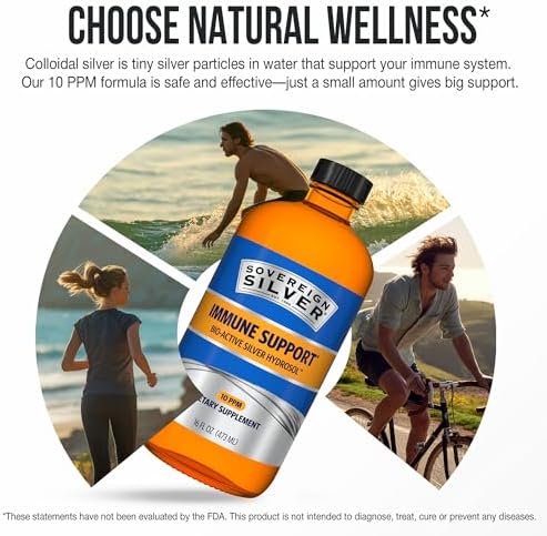 Sovereign Silver pure silver and purified water dietary supplement bottle