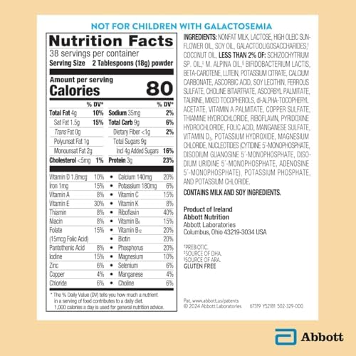 Pure Bliss by Similac milk based powder nutritional information and ingredient label details.
