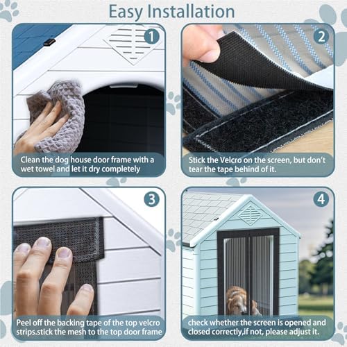 Chagol insect proof kennel curtain with dog entering through magnetic door