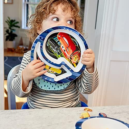 Packaging of The First Years Cars dinnerware set showing 4-piece count