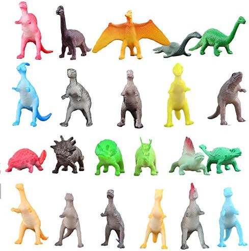 Assorted colorful plastic dinosaur figures for party favors