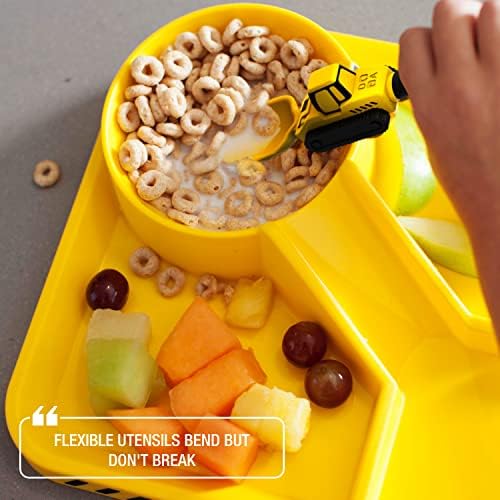Stackable construction plate and utensils for easy storage