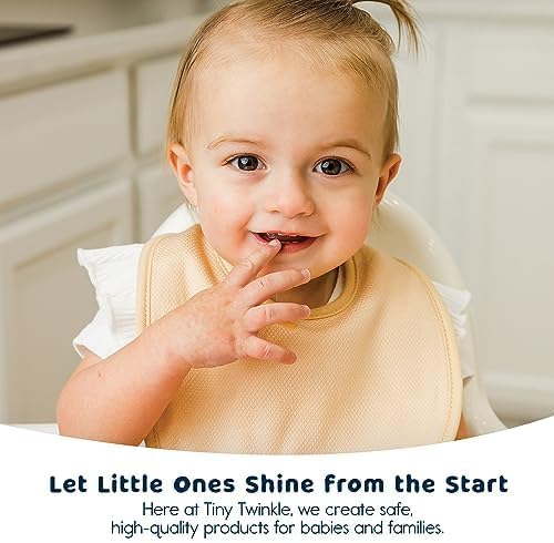 Tiny Twinkle waterproof baby bibs lifestyle shot
