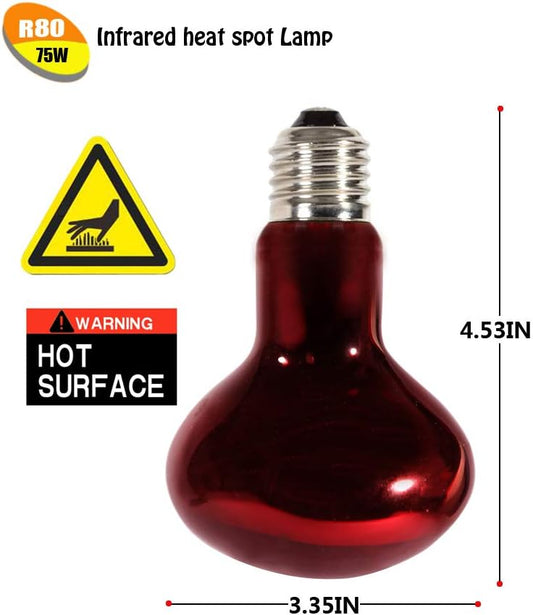 MCLANZOO 75W reptile basking bulb installed in a terrarium light fixture setup.