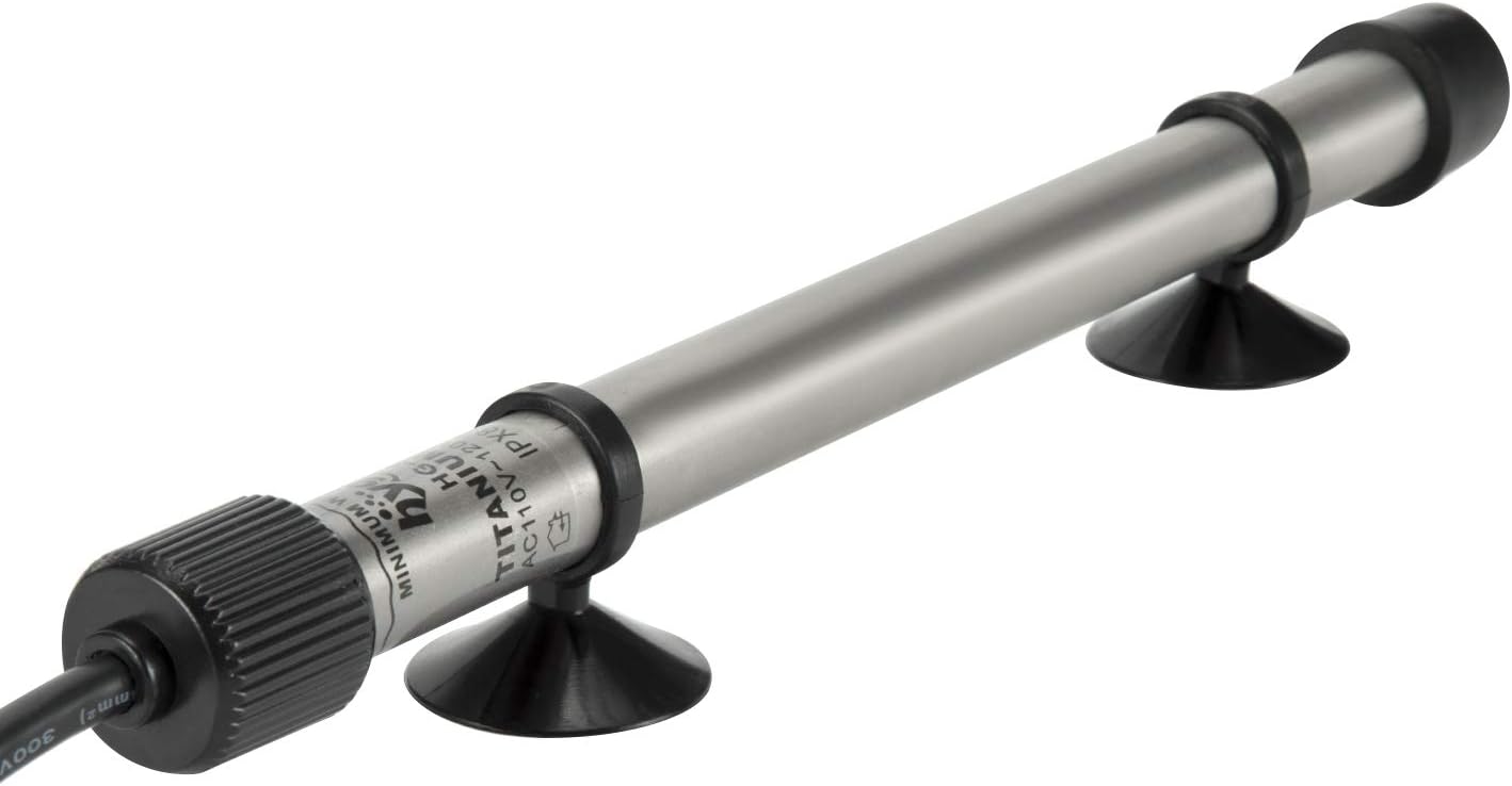 Hygger titanium replacement heater rod submerged in aquarium