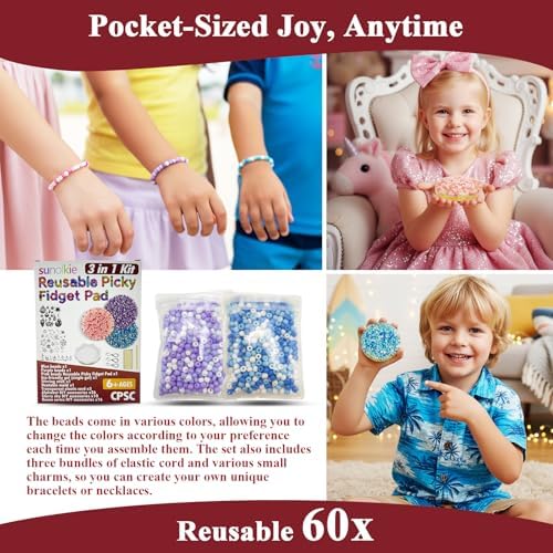 Various multi colored beads included in the Sunolkie picky pad kit