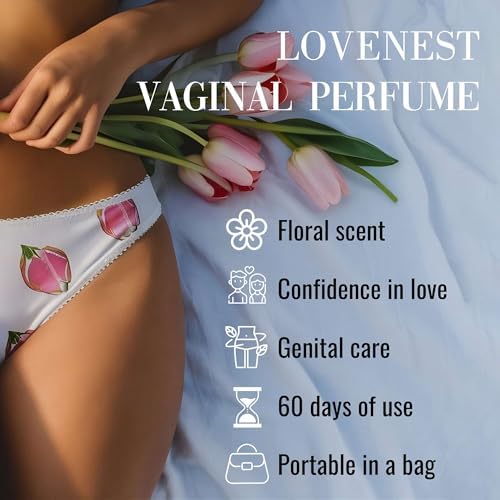 Lovenest Vulva Perfume by Marqueens Beauty featuring hyaluronic acid and L-arginine.