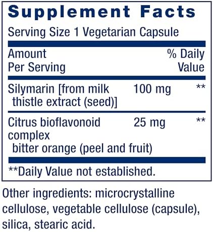 Life Extension milk thistle extract capsules nutritional facts and usage