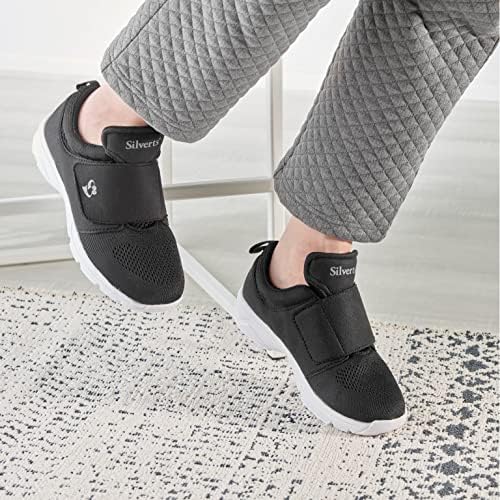 Silvert's elderly footwear in black featuring the easy touch closure system.