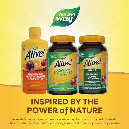Nature's Way Alive! Calcium and Vitamin D3 Gummies packaging for bone health
