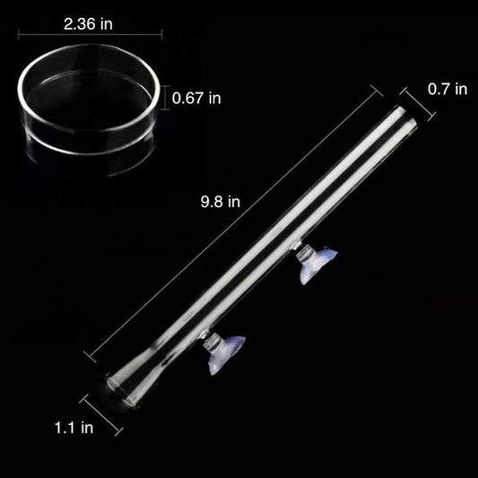 AnxunJim crystal clear glass aquarium feeder tube tray kit close up