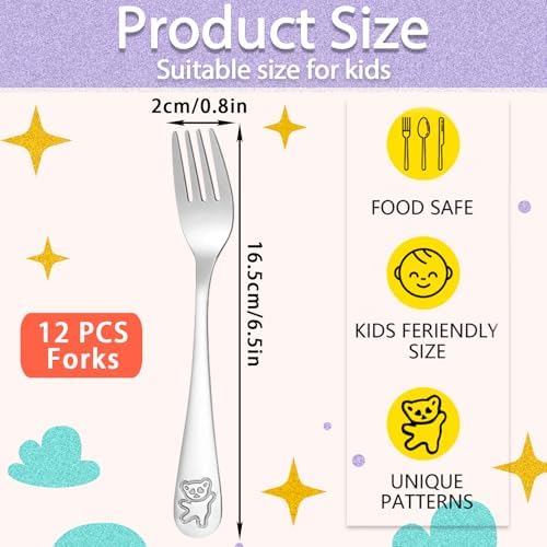 Yihurlm kids silverware with bear engraving design