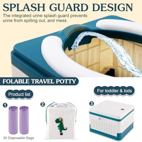 Toddler using Fabulas portable travel potty in outdoor setting