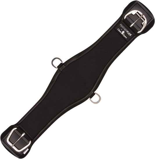 Close up view of the rust-resistant stainless steel hardware buckles on the Classic Equine western cinch