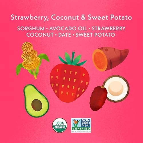 Once Upon a Farm organic baby puffs sweetened with dates and baked with avocado oil