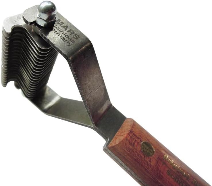 Mars Coat King grooming rake with wooden handle