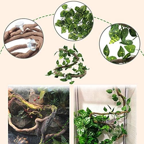 PINVNBY Bearded Dragon Hammock,Reptile Lounger Natural Seagrass Lizard Hammocks Habitat Tank Accessories Jungle Climber Vines Flexible Leaves Decor for Climbing Reptiles Chameleon Gecko Snakes - Image 7