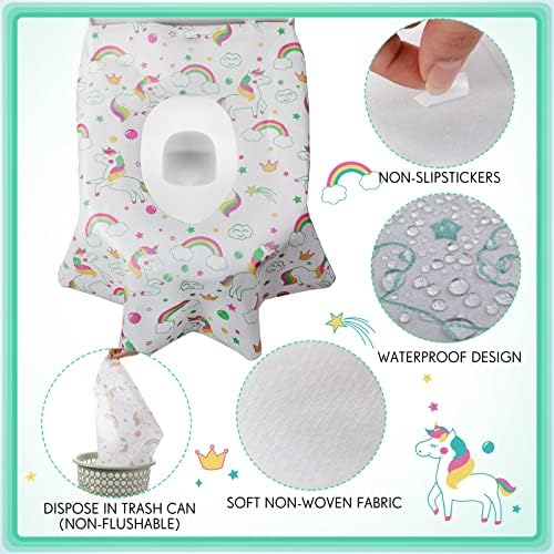 Extra large waterproof potty training shield unfolded showing rainbow print