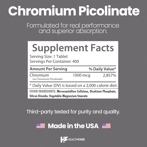 Authentic HealthFare Chromium Picolinate bottle placed on a clean surface showcasing authentic imported personal health care products.
