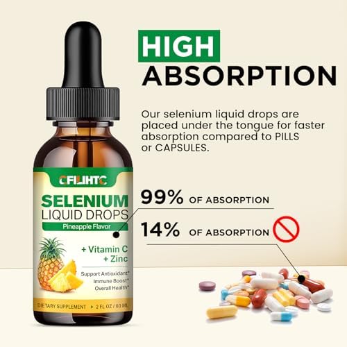 High absorption daily selenium liquid drops lifestyle product showcase.