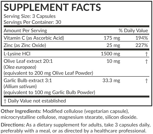 Futurebiotics L-Lysine Defense 90 capsules side profile