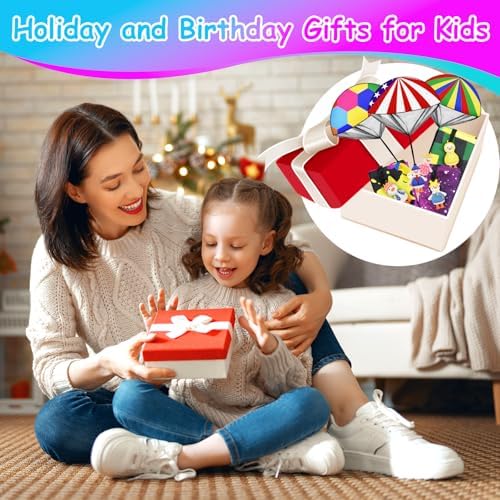 Kids playing group chase games with the non toxic colorful flying duck parachutes