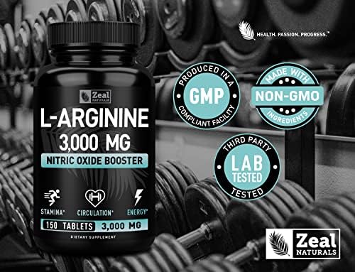 Premium L-Arginine 1000mg tablets per serving packaging