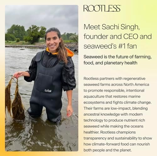 Rootless Daily Bites nutritional label and seaweed blend