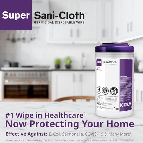 Healthcare grade germicidal wipes for high-touch non-porous surfaces.