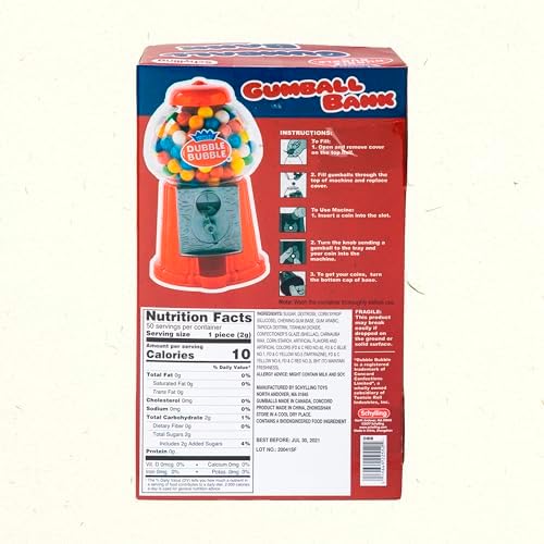 Side view of the classic american style red coin operated gumball dispenser showing sturdy build