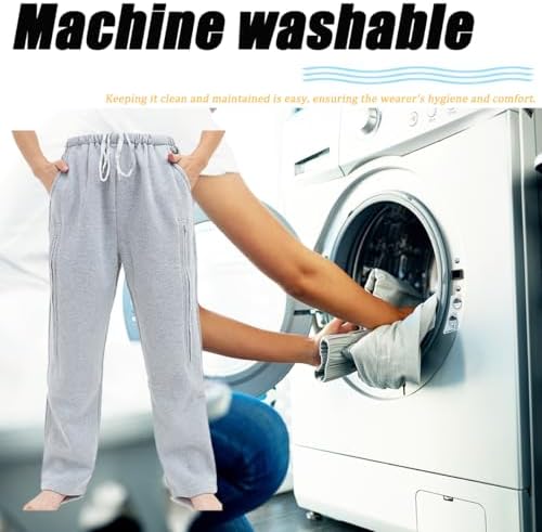 Lmaray grey ostomy support trousers for postoperative incontinence care.