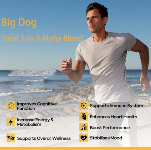 Bruiseweed Big Dog workout recovery capsules bottle for daily adult male vitality.