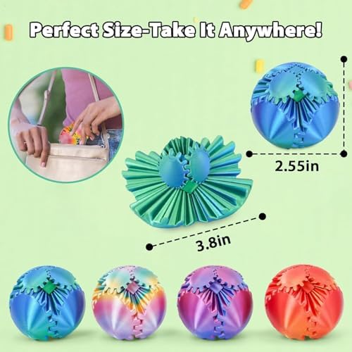 Sybedu 4 pack gear ball fidget set packaging layout.